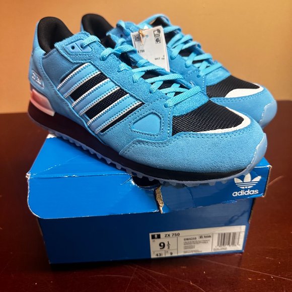 Adidas Mens Blue ZX 750 GW4210 Low Top Lace Up Running Shoes Sz US 9.5 or 11 main image 2